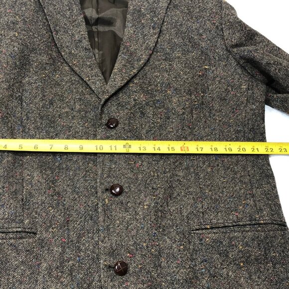 John Blair Mens Size 44 Speckled Brown Wool 3 Leather Button Blazer Suit Jacket - Picture 7 of 13